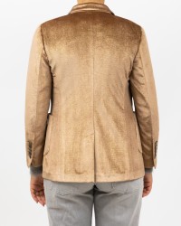 Saulina - Women's Gold Velvet Double-Breasted Jacket SAE180 1 R ORO I25