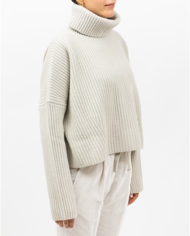 Roberto Collina - Dolcevita Cropped Lana Beige Donna F20203 03 LINO I25