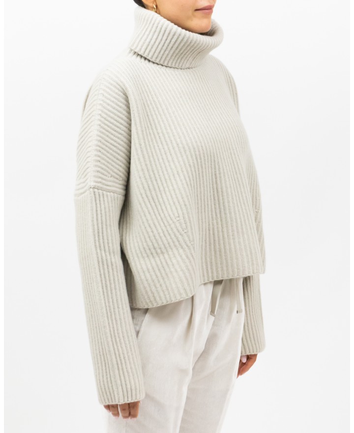 Roberto Collina - Dolcevita Cropped Lana Beige Donna F20203 03 LINO I25