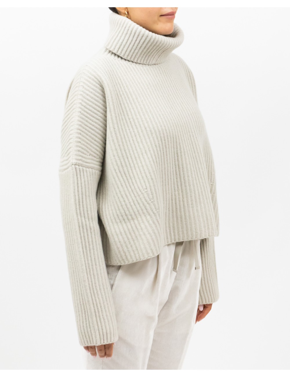 Roberto Collina - Dolcevita Cropped Lana Beige Donna F20203 03 LINO I25