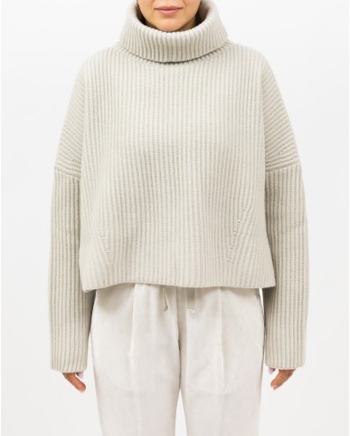 Roberto Collina - Dolcevita Cropped Lana Beige Donna F20203 03 LINO I25