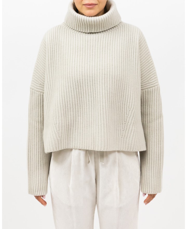 Roberto Collina - Dolcevita Cropped Lana Beige Donna F20203 03 LINO I25