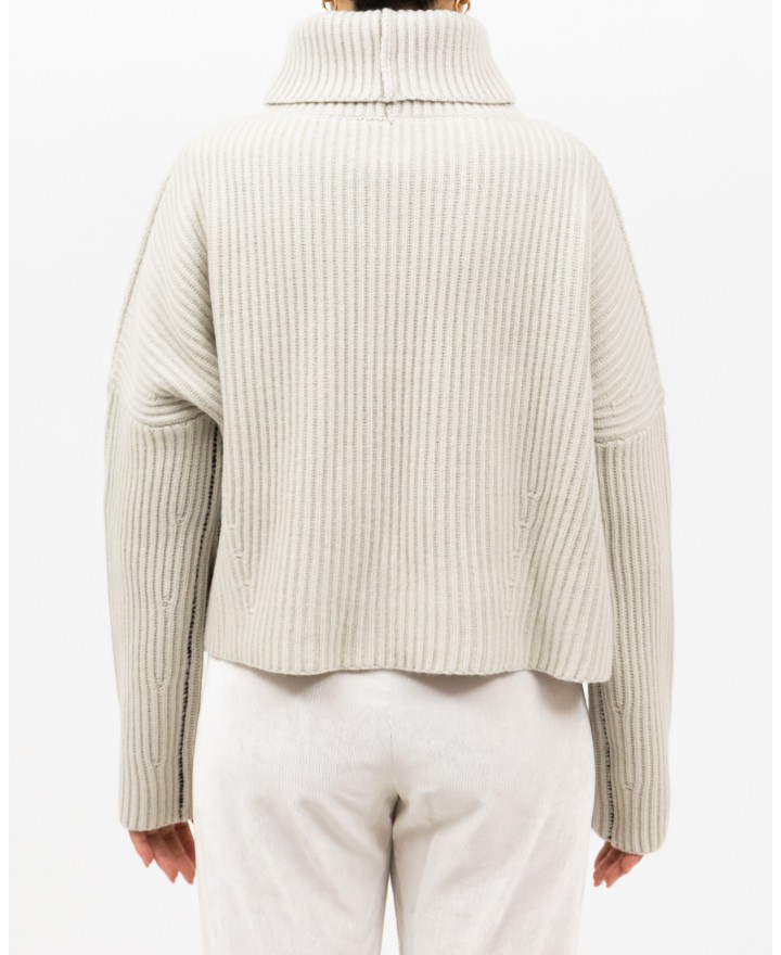 Roberto Collina - Dolcevita Cropped Lana Beige Donna F20203 03 LINO I25