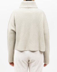 Roberto Collina - Dolcevita Cropped Lana Beige Donna F20203 03 LINO I25