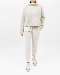 Roberto Collina - Dolcevita Cropped Lana Beige Donna F20203 03 LINO I25