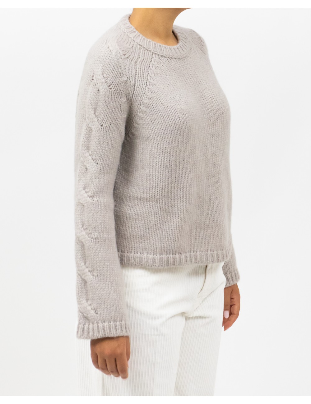 Roberto Collina - Girocollo Maniche Treccia Mastice Donna F47101 04 MASTICE I25