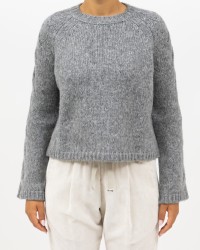 Roberto Collina - Women's Gray Cable-Knit Crew Neck Sweater F47101 18 GRIGIO I25