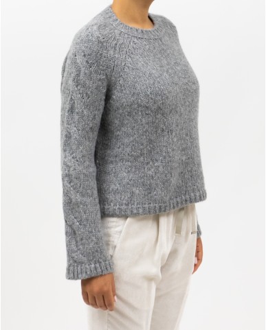 Roberto Collina - Girocollo Maniche Treccia Grigio Donna F47101 18 GRIGIO I25