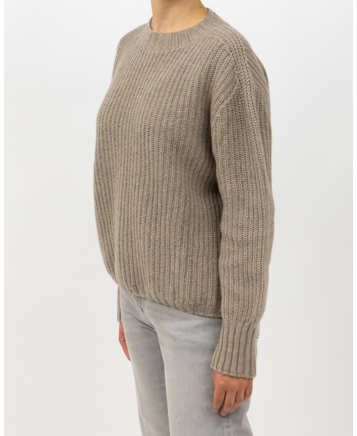 Aragona - Maglia Girocollo Cashmere Beige Donna D3234TF 127 SUGHERO I25