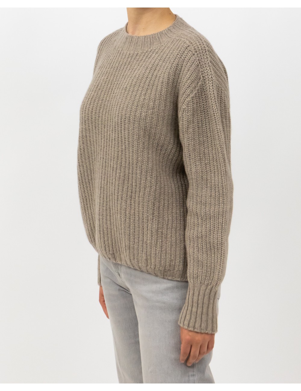 Aragona - Maglia Girocollo Cashmere Beige Donna D3234TF 127 SUGHERO I25