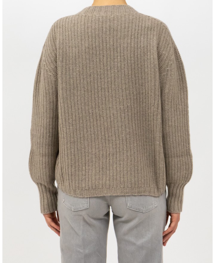 Aragona - Maglia Girocollo Cashmere Beige Donna D3234TF 127 SUGHERO I25