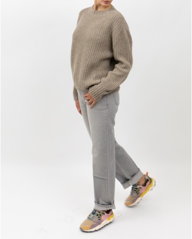 Aragona - Maglia Girocollo Cashmere Beige Donna D3234TF 127 SUGHERO I25