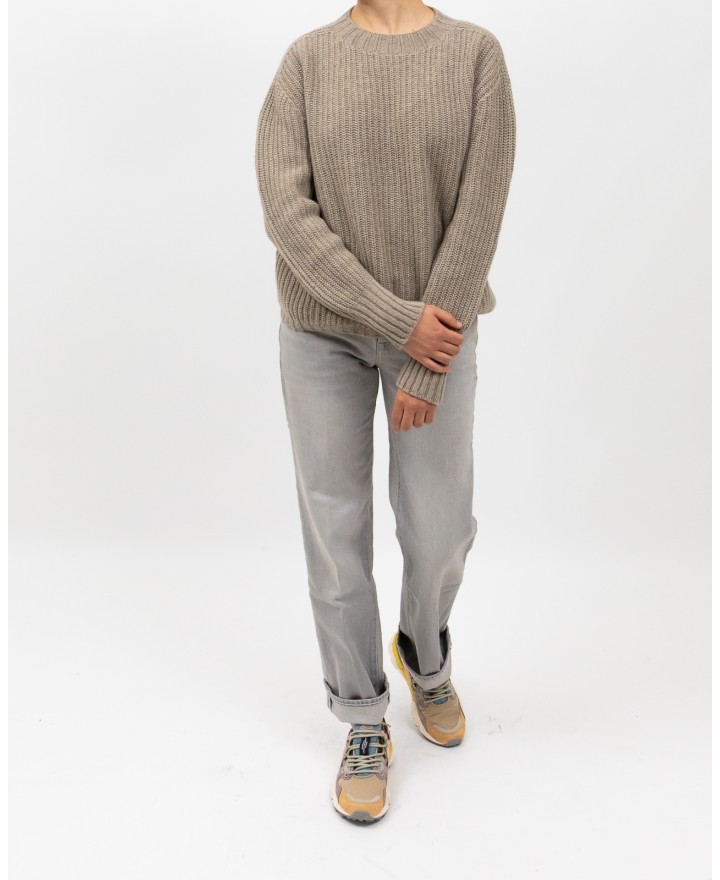 Aragona - Maglia Girocollo Cashmere Beige Donna D3234TF 127 SUGHERO I25