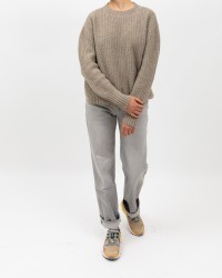 Aragona - Maglia Girocollo Cashmere Beige Donna D3234TF 127 SUGHERO I25