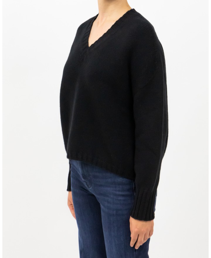 Aragona - Maglia Scollo V Cashmere Nera Donna D3235TF 101 NERO I25