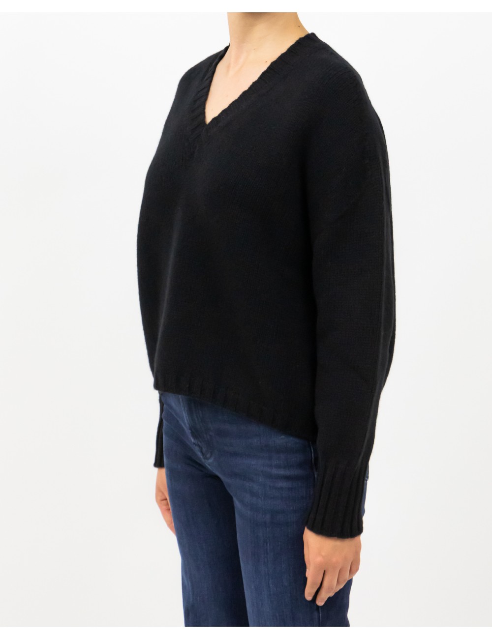 Aragona - Maglia Scollo V Cashmere Nera Donna D3235TF 101 NERO I25