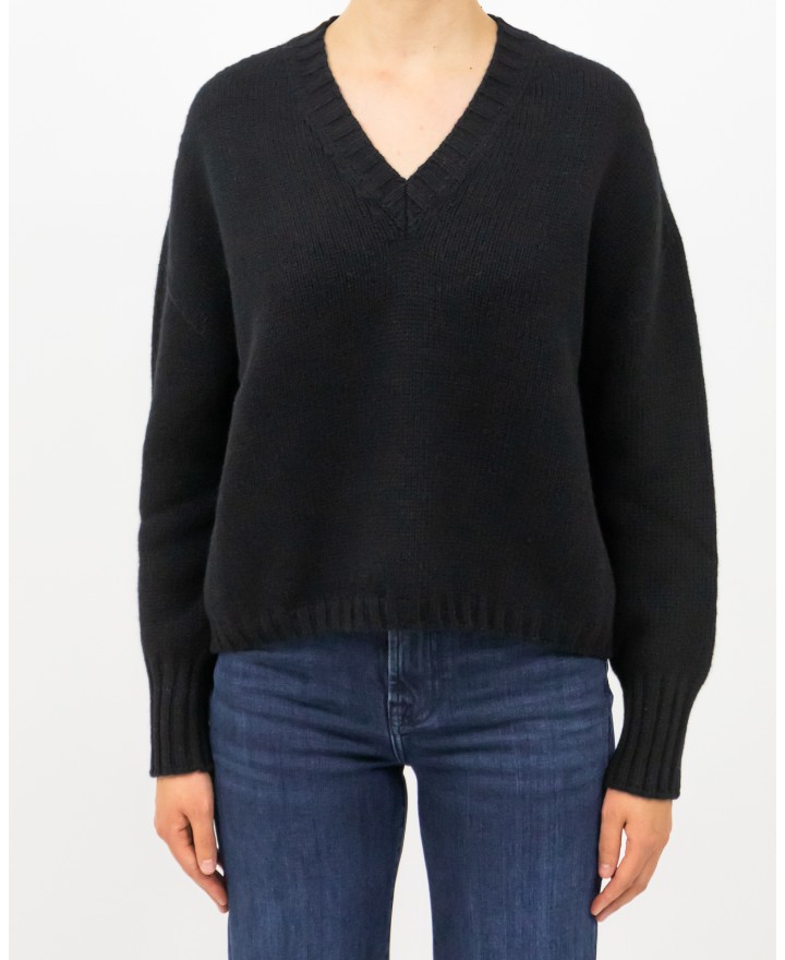 Aragona - Maglia Scollo V Cashmere Nera Donna D3235TF 101 NERO I25