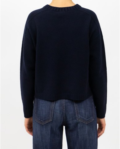 Arovescio - Maglia Girocollo Lana Blu Notte Donna W1615/06 401 DEEP BL I25