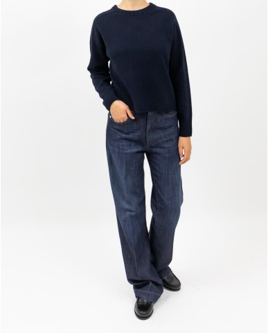 Arovescio - Maglia Girocollo Lana Blu Notte Donna W1615/06 401 DEEP BL I25