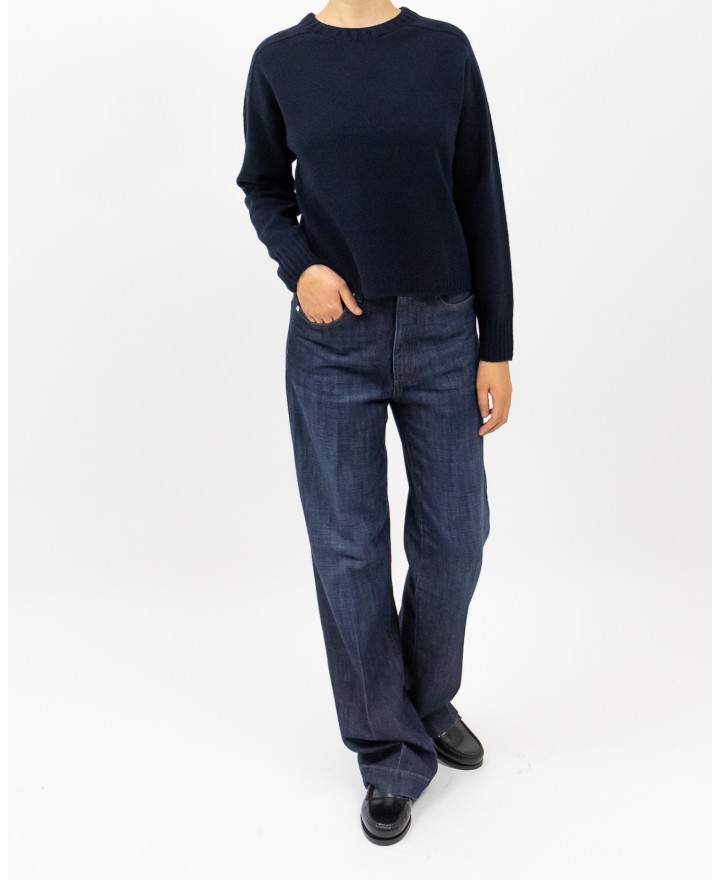 Arovescio - Maglia Girocollo Lana Blu Notte Donna W1615/06 401 DEEP BL I25