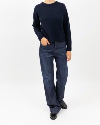 Arovescio - Maglia Girocollo Lana Blu Notte Donna W1615/06 401 DEEP BL I25