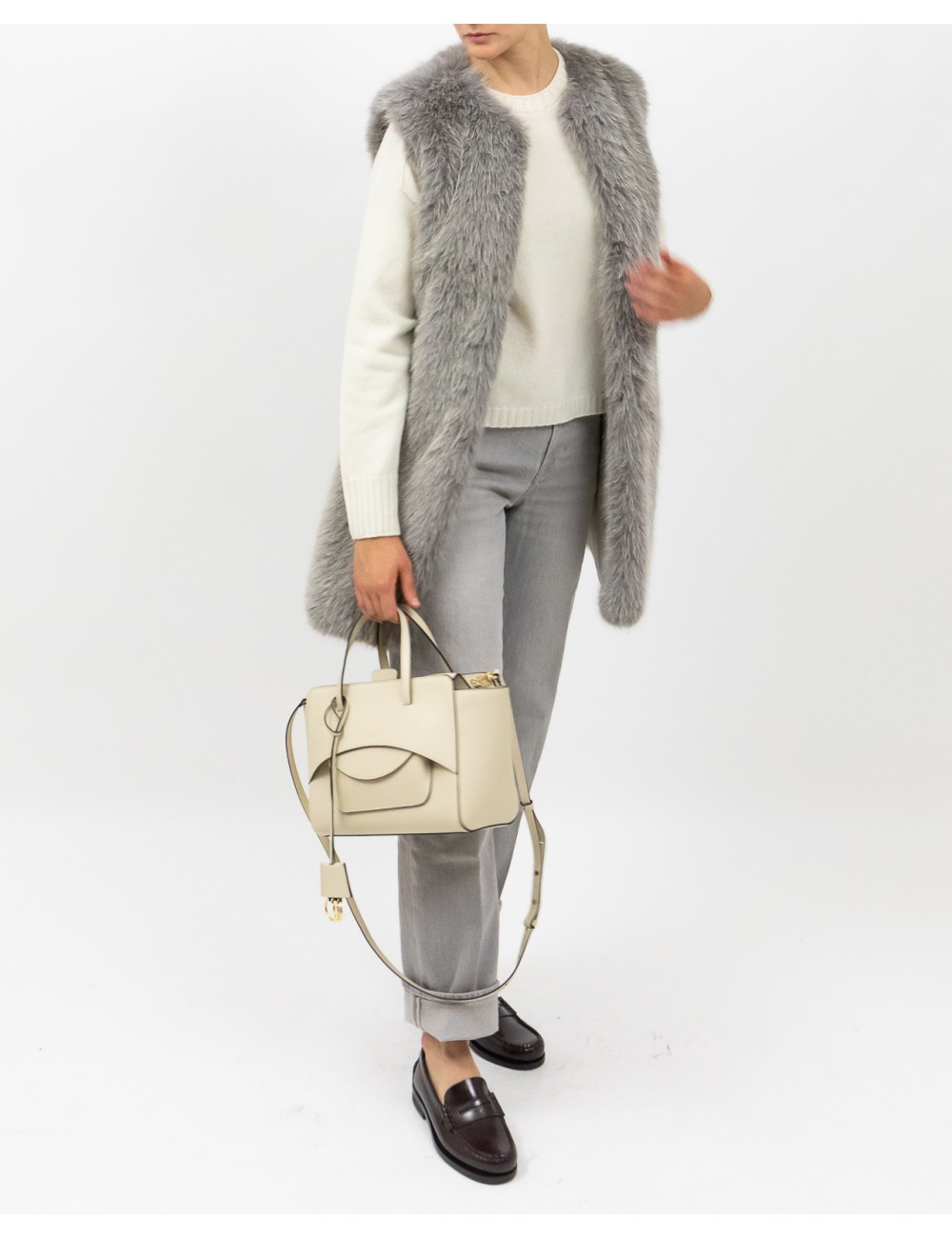 Arovescio - Maglia Girocollo Lana Panna Donna W1615/06 007 MILK I25