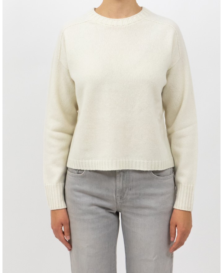 Arovescio - Maglia Girocollo Lana Panna Donna W1615/06 007 MILK I25