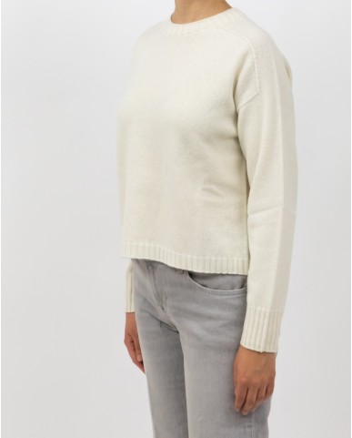 Arovescio - Maglia Girocollo Lana Panna Donna W1615/06 007 MILK I25