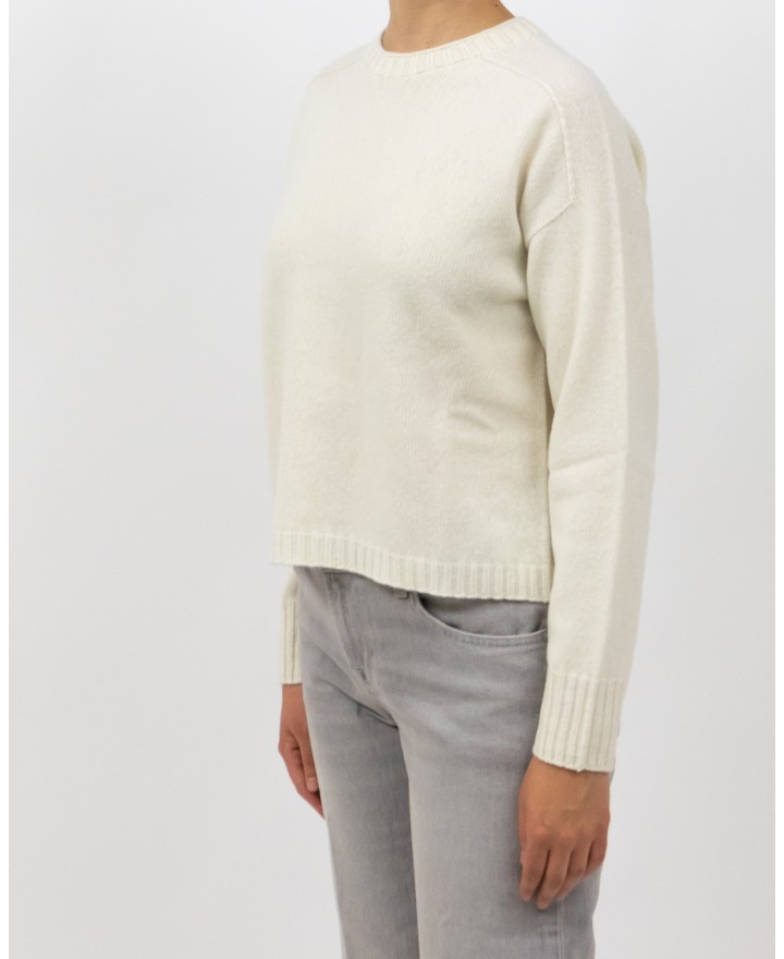 Arovescio - Maglia Girocollo Lana Panna Donna W1615/06 007 MILK I25