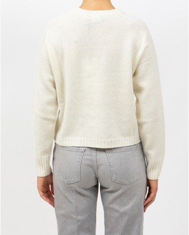 Arovescio - Maglia Girocollo Lana Panna Donna W1615/06 007 MILK I25