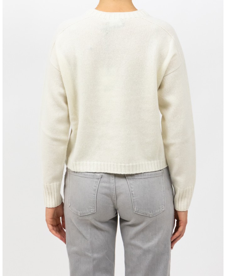 Arovescio - Maglia Girocollo Lana Panna Donna W1615/06 007 MILK I25