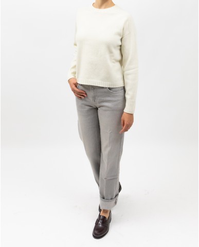 Arovescio - Maglia Girocollo Lana Panna Donna W1615/06 007 MILK I25