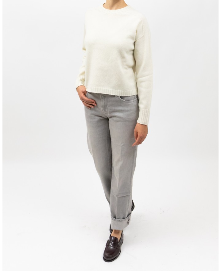 Arovescio - Maglia Girocollo Lana Panna Donna W1615/06 007 MILK I25