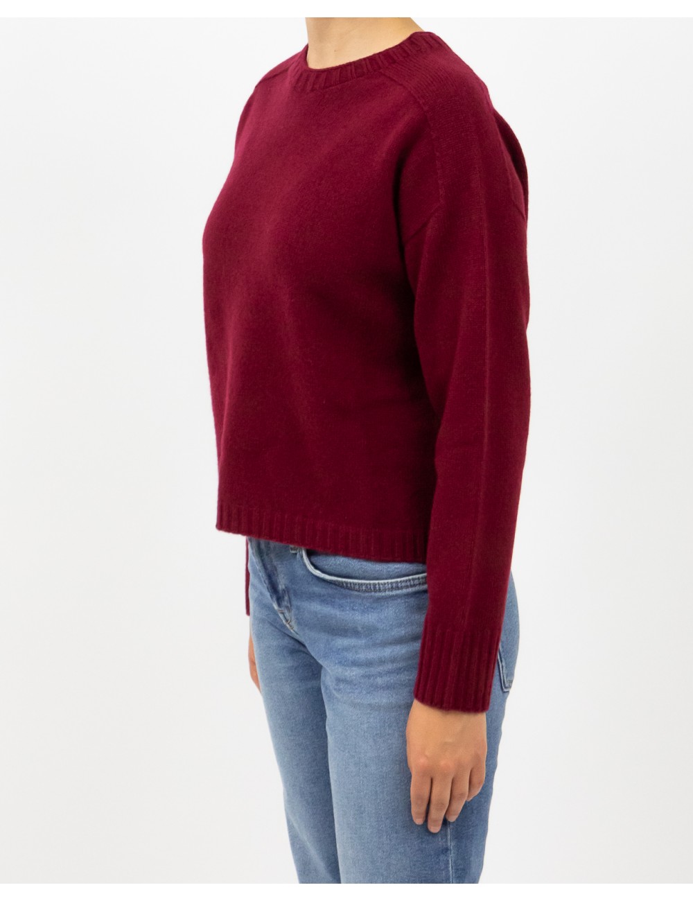 Arovescio - Maglia Girocollo Lana Bordeaux Donna W1615/06 262 BURGUND I25