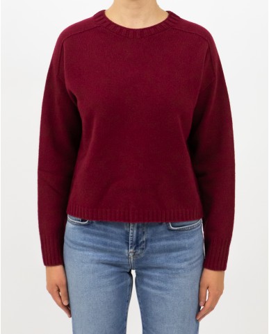 Arovescio - Maglia Girocollo Lana Bordeaux Donna W1615/06 262 BURGUND I25