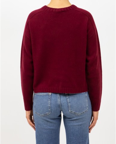 Arovescio - Maglia Girocollo Lana Bordeaux Donna W1615/06 262 BURGUND I25