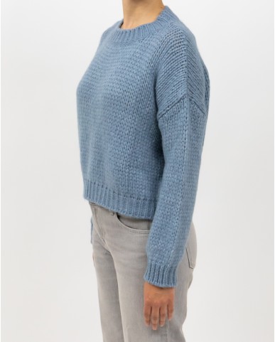 Roberto Collina - Girocollo Lana Alpaca Azzurro Donna F47001 88 ACQUA I25