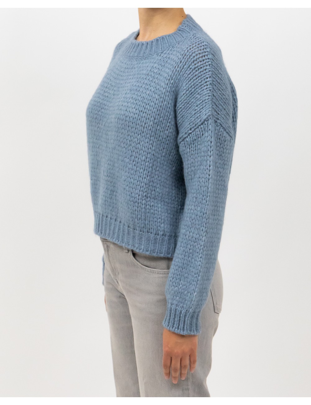 Roberto Collina - Girocollo Lana Alpaca Azzurro Donna F47001 88 ACQUA I25