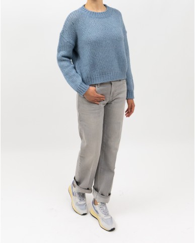 Roberto Collina - Girocollo Lana Alpaca Azzurro Donna F47001 88 ACQUA I25