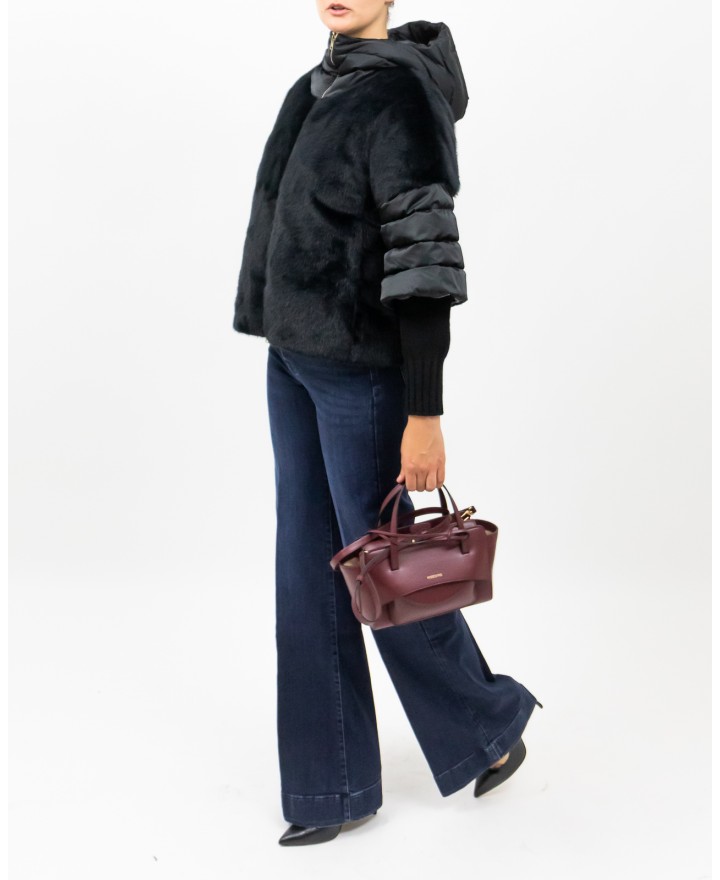 Herno - Women's Black Short Padded Eco Fur Coat PI002132D 12170Z 930 I25