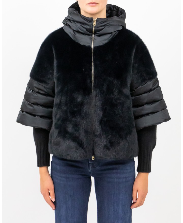 Herno - Women's Black Short Padded Eco Fur Coat PI002132D 12170Z 930 I25