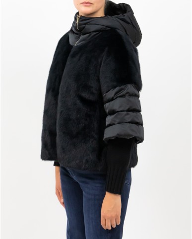 Herno - Women's Black Short Padded Eco Fur Coat PI002132D 12170Z 930 I25