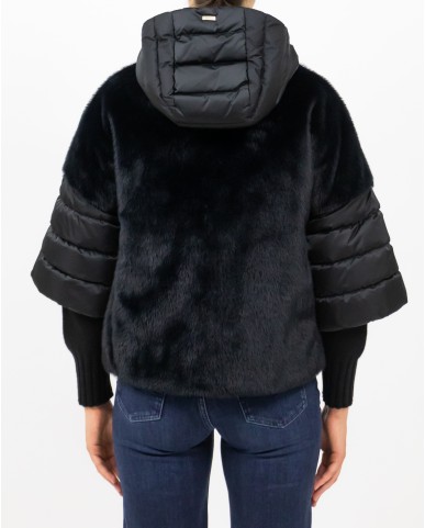 Herno - Women's Black Short Padded Eco Fur Coat PI002132D 12170Z 930 I25