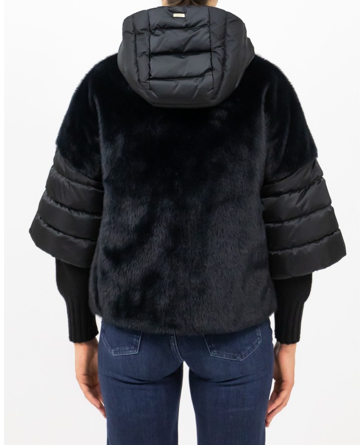 Herno - Women's Black Short Padded Eco Fur Coat PI002132D 12170Z 930 I25