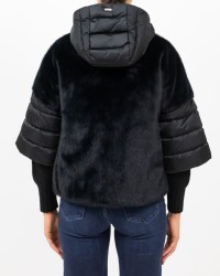 Herno - Women's Black Short Padded Eco Fur Coat PI002132D 12170Z 930 I25