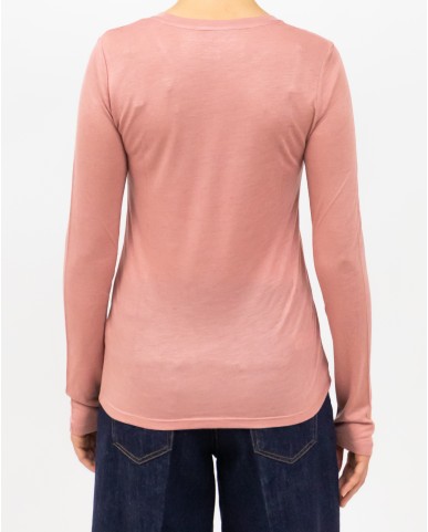Majestic - Maglia Girocollo Viscosa/Cashmere Rosa Donna H25M482-FTS008 1029 I25