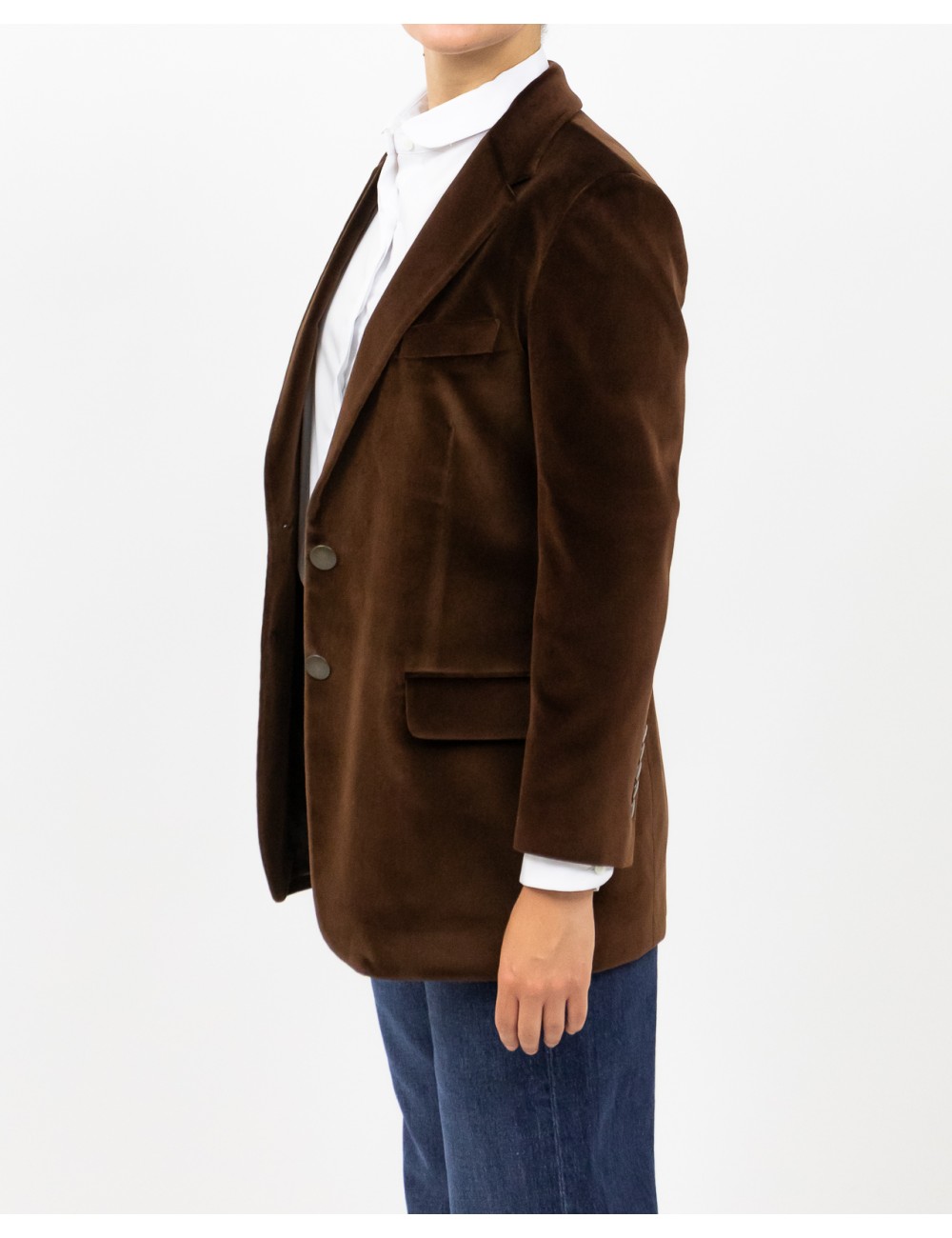 Saulina - Women's Brown Velvet Single-Breasted Jacket SAE156 5 R MORO I25