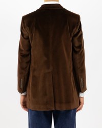 Saulina - Women's Brown Velvet Single-Breasted Jacket SAE156 5 R MORO I25