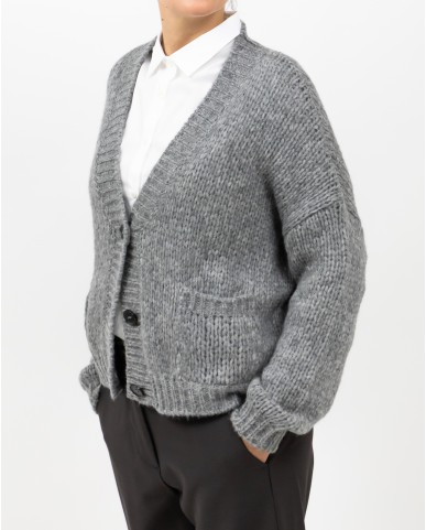 Roberto Collina - Cardigan Lana Alpaca Grigio Donna F47010 18 GRIGIO I25