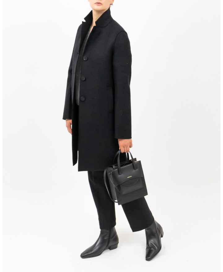 Harris Wharf - Cappotto Midi Monopetto Nero Donna E1215MLK 199 BLACK I25